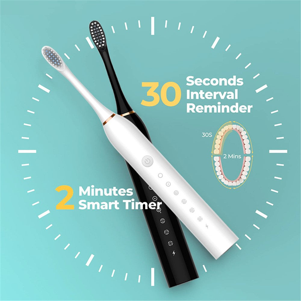 H02030 Electric Toothbrush Rechargeable Sonic Electronic Toothbrush with 8 Brush Heads 2 Mins 6 Modes Smart Timer, 42000VPM