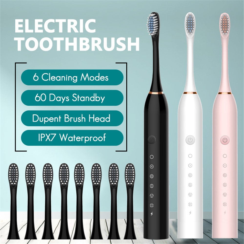 H02030 Electric Toothbrush Rechargeable Sonic Electronic Toothbrush with 8 Brush Heads 2 Mins 6 Modes Smart Timer, 42000VPM
