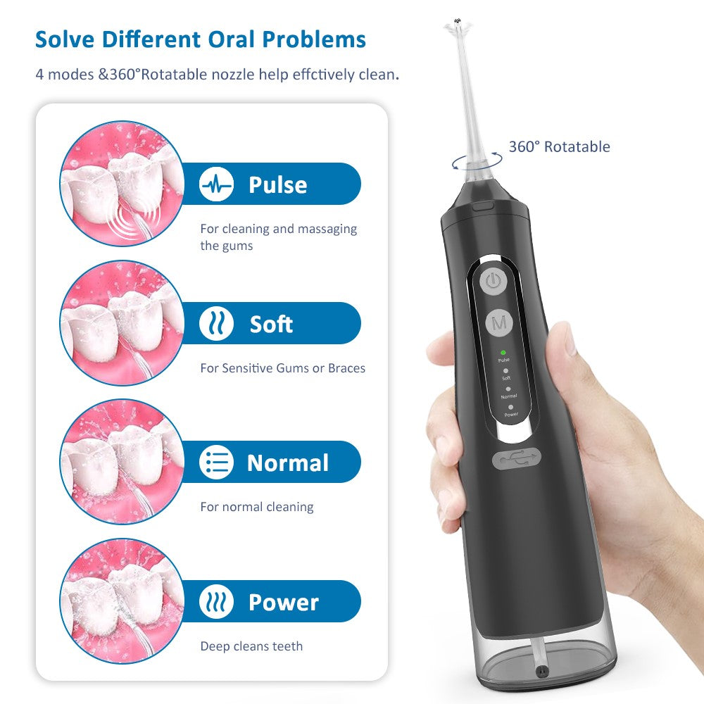 M209 310ml Cordless Water Flosser 4 Modes IPX7 Waterproof Dental Oral Irrigator Teeth Cleaner