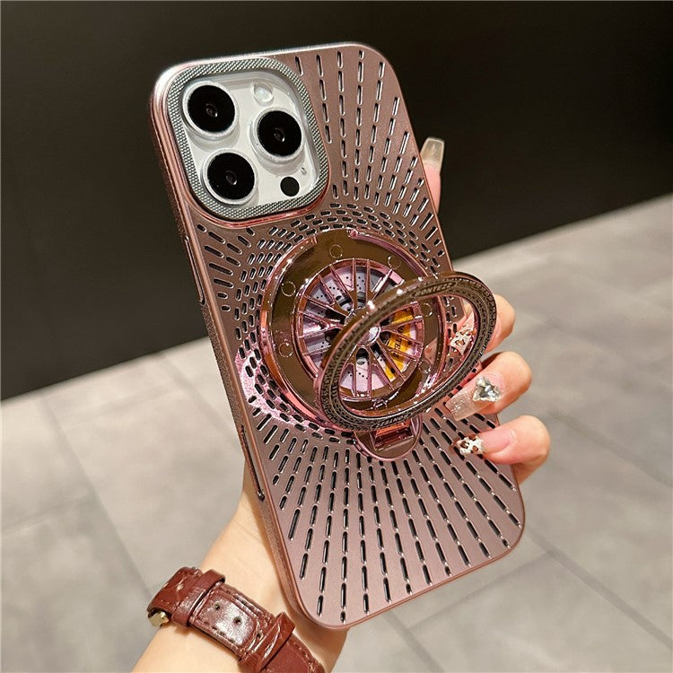 For iPhone 15 Pro Max Case Compatible with MagSafe Gyroscope Kickstand Heat Dissipation PC Back Cover