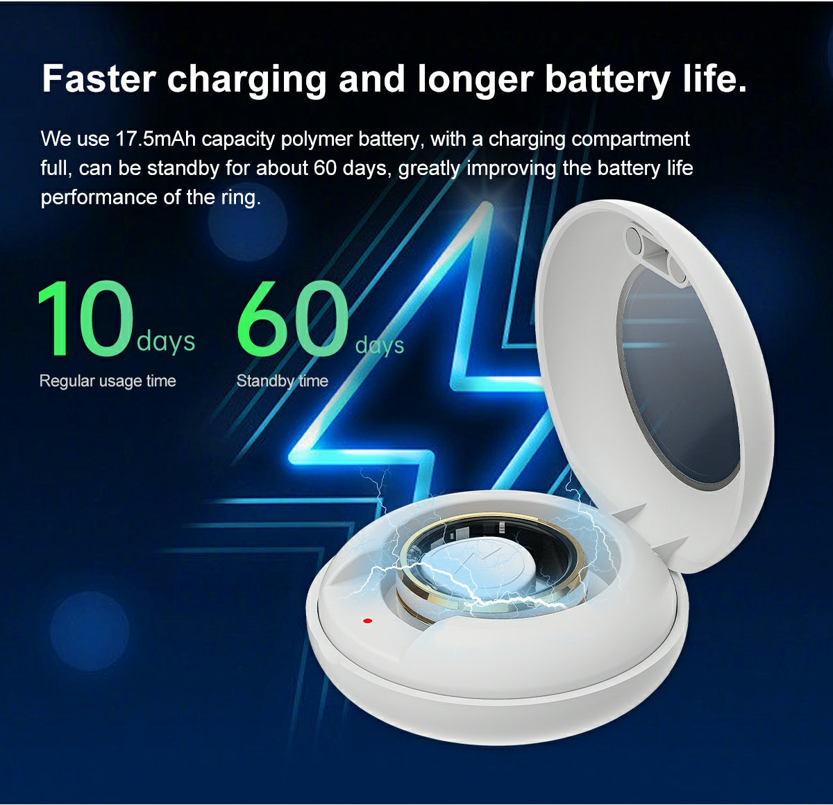 Smart Ring - Waterproof Health Monitoring with Charging Case