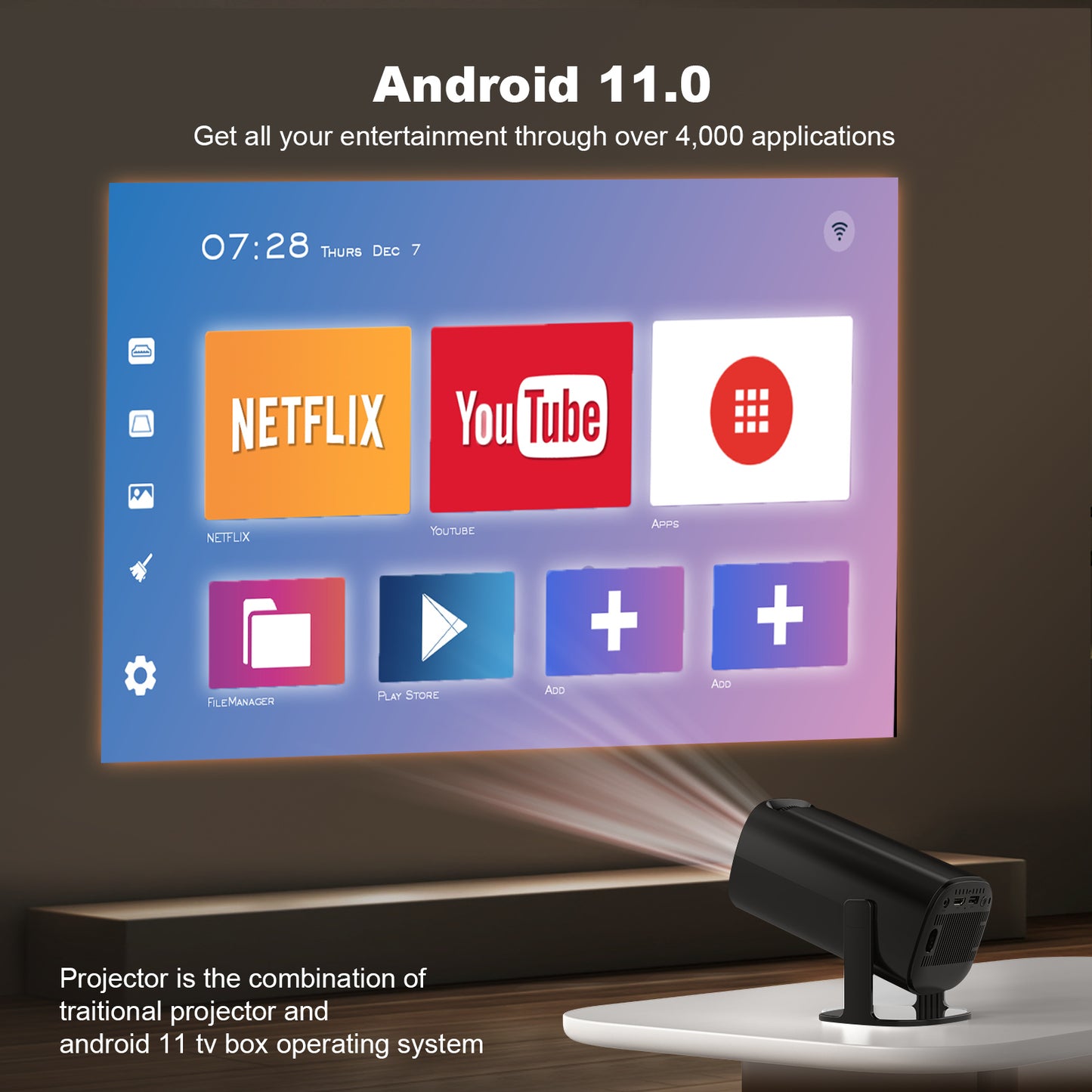 4K Mini Projector - Android 11