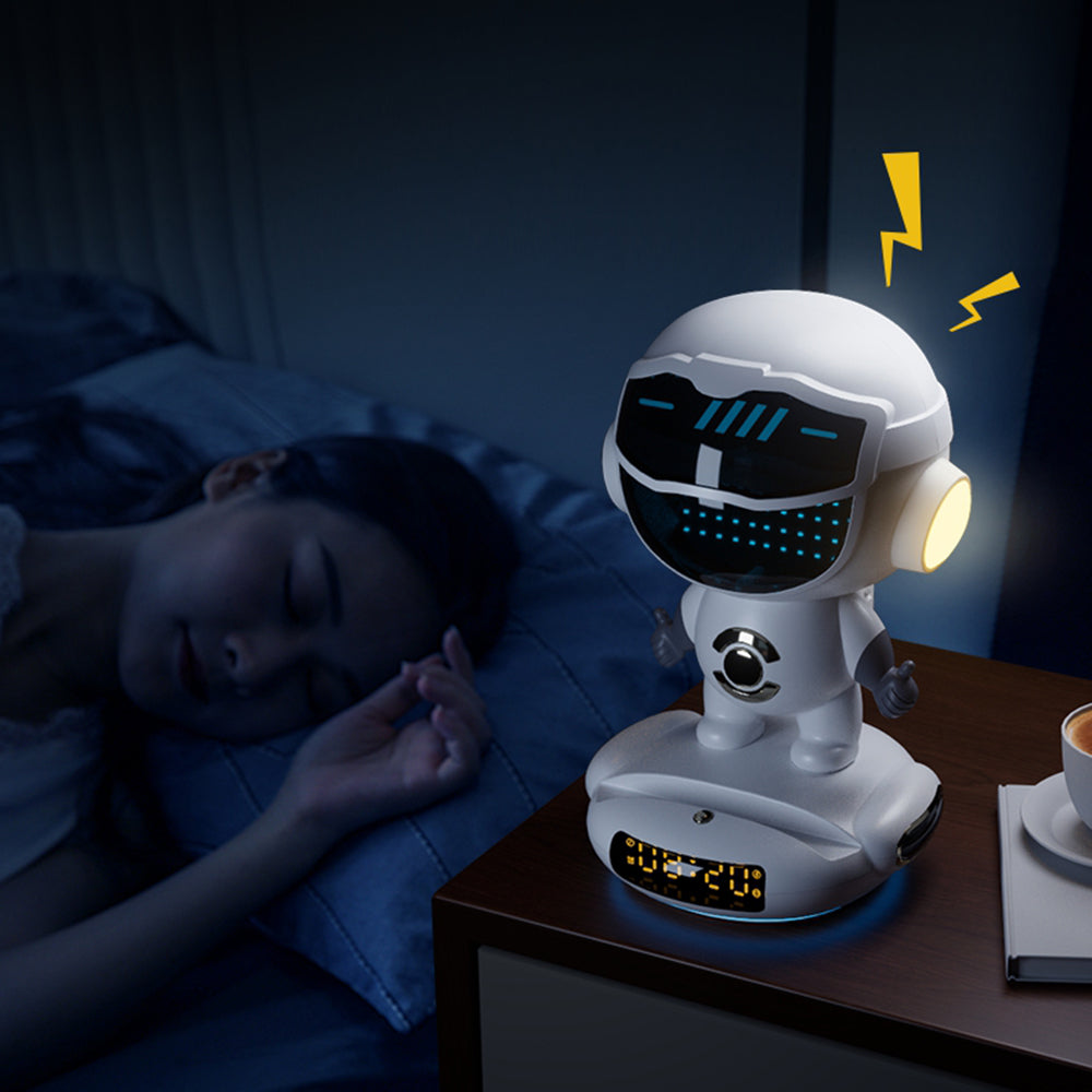 AI Bluetooth Speaker with WiFi - Spaceship Shape, Night Light & Phone Holder