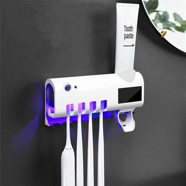 Intelligent UV Toothbrush Sanitizer Bathroom Toothbrush Holder Solar Toothpaste Dispenser