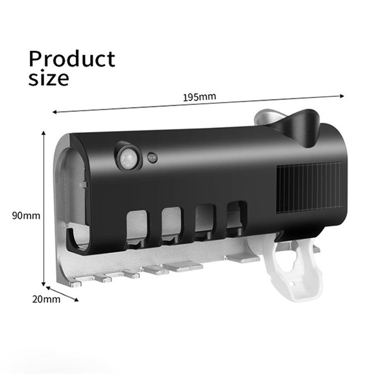 Intelligent UV Toothbrush Sanitizer Bathroom Toothbrush Holder Solar Toothpaste Dispenser